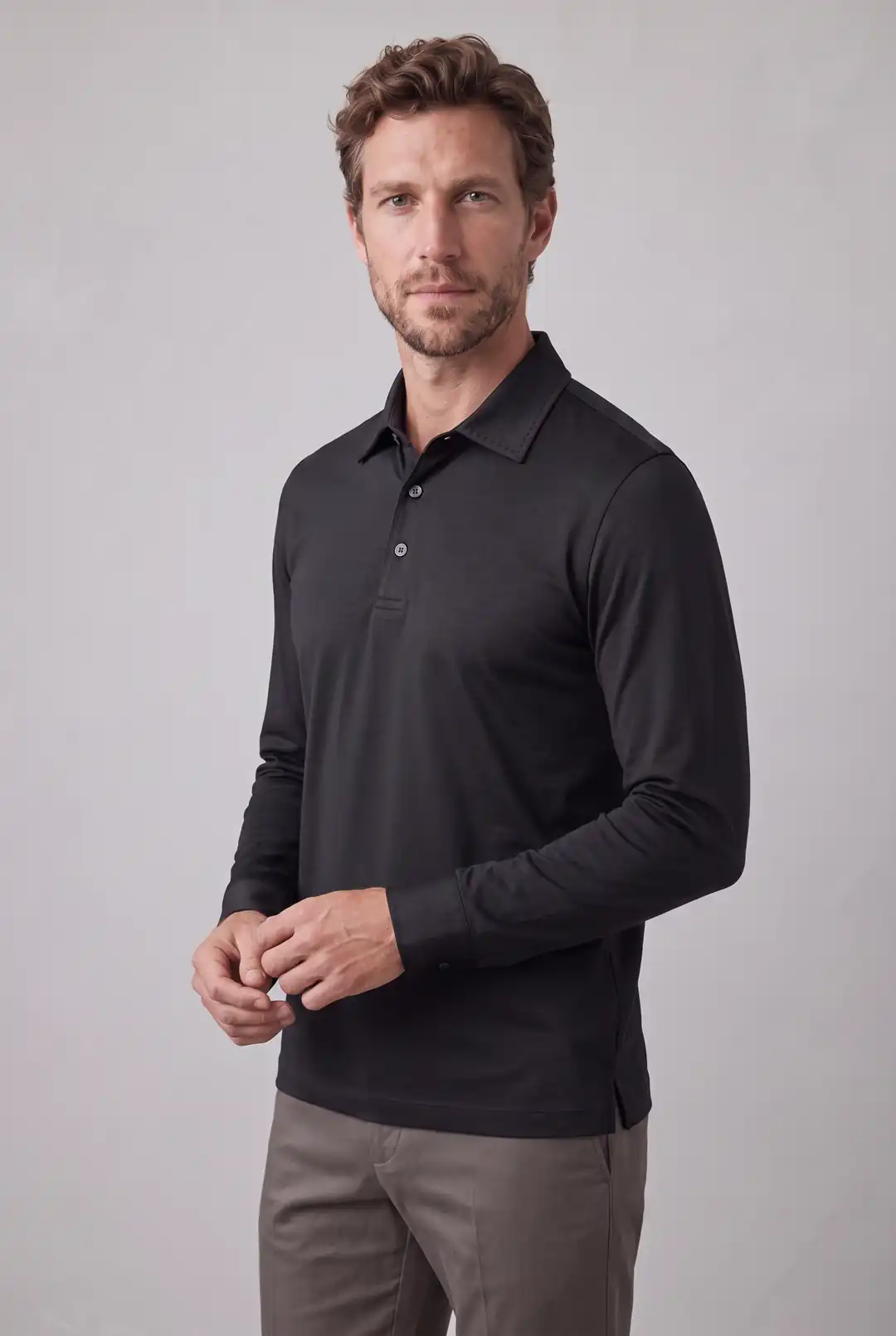 Düğmeli Yaka Detaylı Uzun Kollu T-Shirt ürün görseli (3/7)