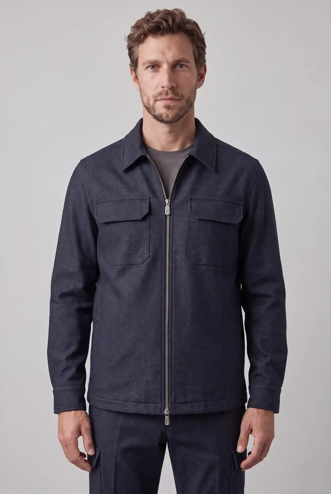  Fermuarlı İki Cepli Overshirt Gömlek
