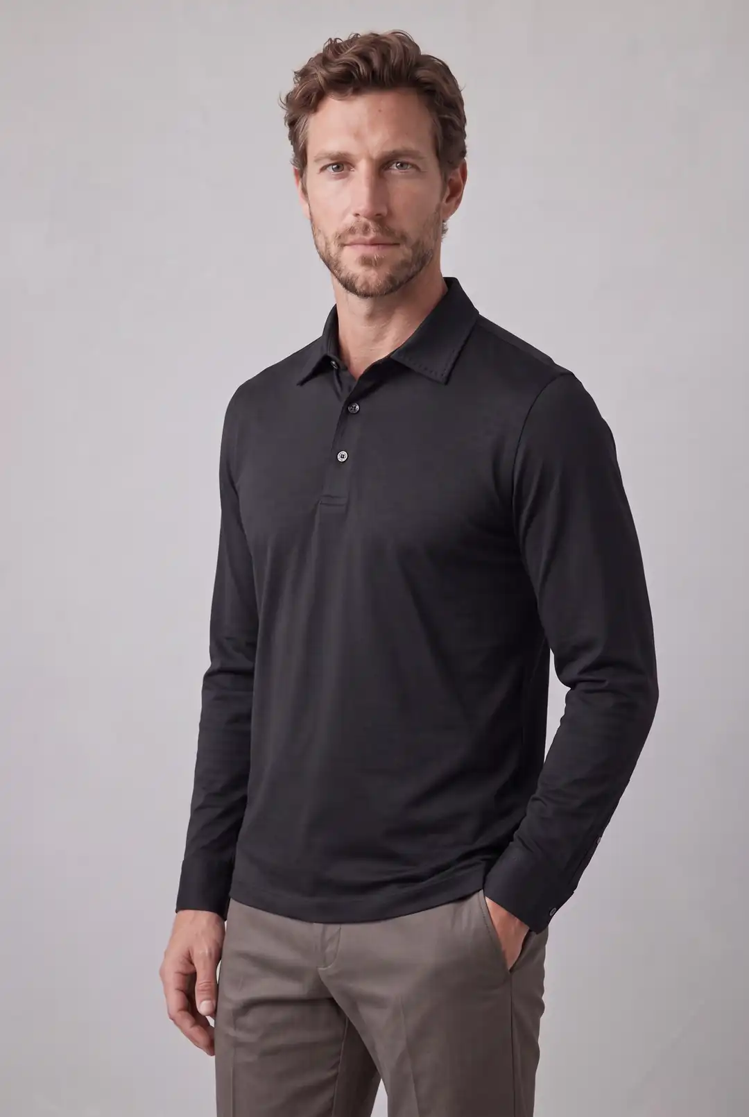 Düğmeli Yaka Detaylı Uzun Kollu T-Shirt ürün görseli (5/7)